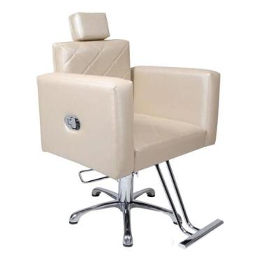 Imagem de Cadeira Evidence Reclinável Hidráulica Para Salão Estofado Bege - Move