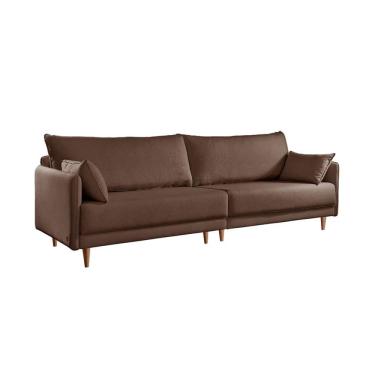 Imagem de Sofá 3 Lugares Bipartido Vittro Linho Marrom 220 cm