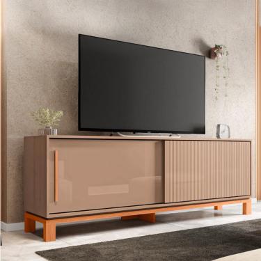 Imagem de Rack Ripado para TV até 65 Polegadas Mondrian 2 Portas Capuccino e Freijó