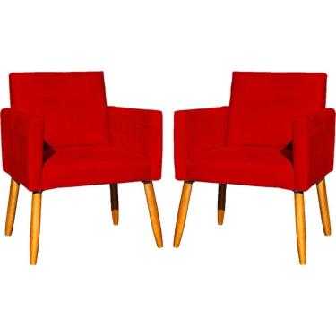 Imagem de Kit 2 Poltronas Decorativa Para Sala Nina Suede Cores Pé Palito 30cm Castanho - Suede