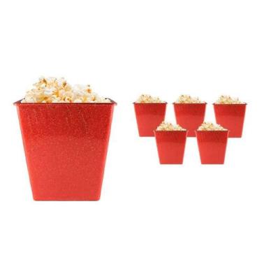 Imagem de Kit 6 Pipoqueira Retrô Fibra Madeira Vermelho 2,6L - Bb Store