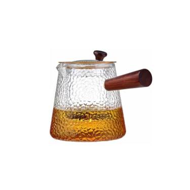 Imagem de Chaleira elétrica removível para casa com alça lateral de vidro com filtro, máquina de chá martelada de grande capacidade com tampa limpa