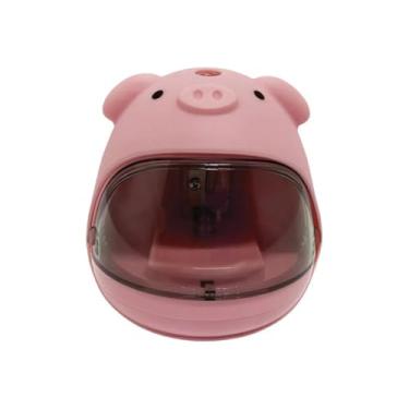 Imagem de Apontador Elétrico Automático Porco Rosa USB com Depósito – Recarga por Cabo, Seguro e Divertido
