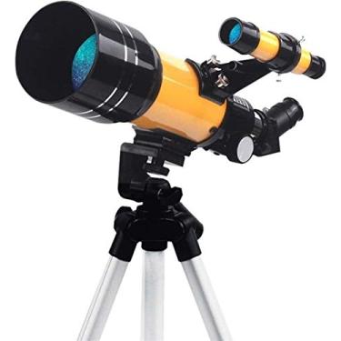 Imagem de Telescópio telescópio astronômico portátil com tripé, localizador de estrelas, ótimo presente para crianças iniciantes e adultos (amarelo)
