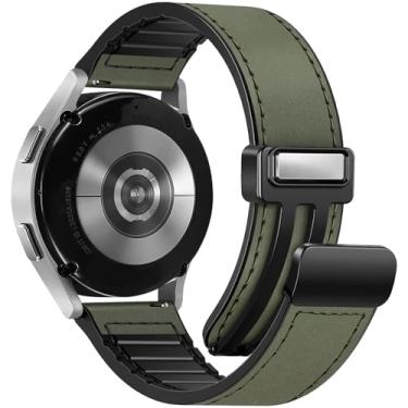 Imagem de WestEagle Pulseira de couro magnética compatível com Samsung Galaxy Watch 7/6/5/4/Active 2 de 40 mm e 44 mm/Watch 6 Classic de 43 mm e 47 mm/Watch 5 Pro de 45 mm/Watch 4 Classic de 42 mm e 46 mm,