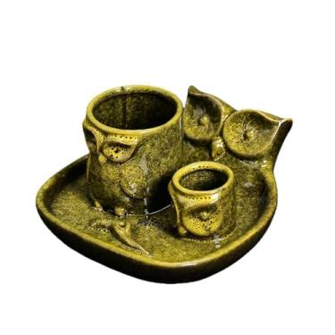 Imagem de Suporte de incenso de cerâmica multicolorido em forma de coruja, sálvia, lascas de madeira, aromaterapia de cones e varas, decoração de casa