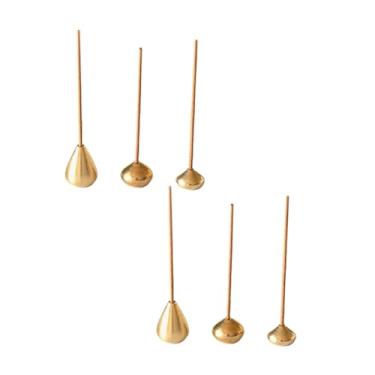 Imagem de 6 peças de mini suporte de incenso de latão dourado, suporte de cone de incenso, suporte de incenso de bobina portátil, suporte de bastão de incenso para casa de chá, formato de gota de água, suportes