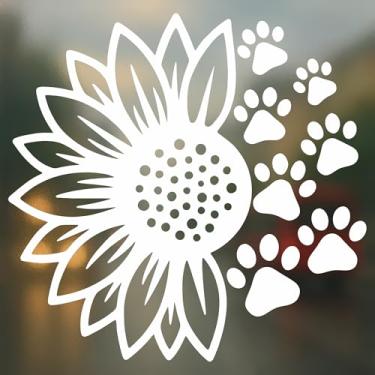 Imagem de Decalque de carro com estampa de pata de girassol - adesivo de vinil fofo para carro, caminhão, SUV, janela, laptop, à prova de desbotamento para todos os climas - presente para donos de cães e gatos