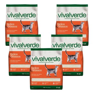 Imagem de Kit Areia Viva Verde Biodegradável - Grãos Grossos (nova Embalagem) - Super Premium Para Gatos 20kg