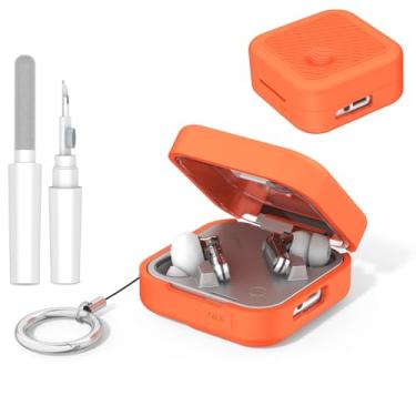 Imagem de TUDIOW Capa protetora portátil para Nothing Ear 3 (2025), capa de silicone leve para Nothing Ear 3, capa de carregamento com mosquetão e kit de limpeza, à prova de choque e antiarranhões (laranja)