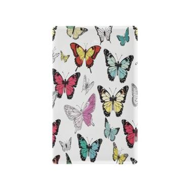 Imagem de Blueangle Placa de parede decoradora de capa em branco, tamanho padrão, 1 gangue, borboletas coloridas, capa de interruptor para quarto de escritório em casa, 4,53 x 2,76 polegadas (187)