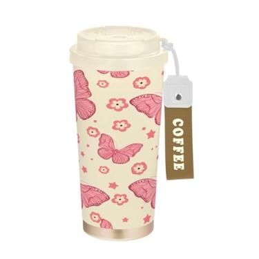 Imagem de Wassud Caneca de café de viagem com isolamento térmico Red Ladybirds Copo à prova de vazamento com tampa e canudo Garrafa de água de aço inoxidável para café quente/gelo, chá e cerveja