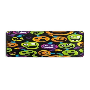 Imagem de Qilmy Tapete de corredor de abóbora colorido de Halloween 183 x 61 cm, antiderrapante, antifadiga, confortável, tapetes longos, para quarto, sala de estar, banheiro, corredores, entrywa549