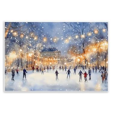 Imagem de Stupell Industries "Patinação no gelo sob as luzes", arte de placa de parede, 15 x 10