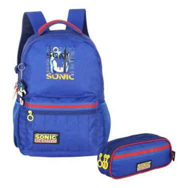 Imagem de Kit Mochila de Costas e Estojo Escolar Sonic The Hedgehog - Luxcel, Az