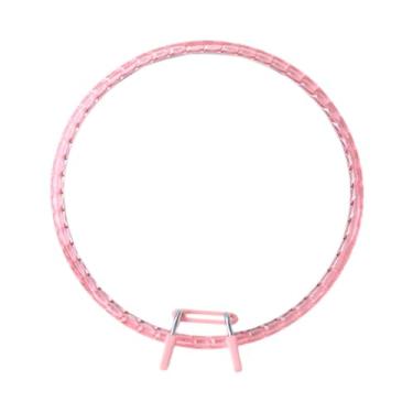 Imagem de Fancyes Bastidor circular reutilizável de 21 cm para bordado, patchwork e ponto cruz, com mola ajustável, ideal para casamentos, artesanato e costura, Rosa