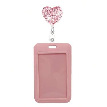 Imagem de Carretel retrátil de crachá de enfermeira de coração fofo com suporte de crachá de identidade, suporte engraçado para chaveiros, ótimos presentes para mulheres, funcionários, trabalhadores