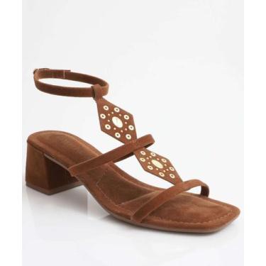 Imagem de Sandália Feminina Salto Grosso Via Uno Marrom-97085, Marrom, 36