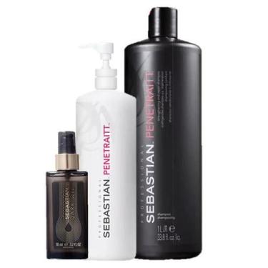 Imagem de Sebastian Penetraitt Shampoo 1L Mascara 500g e Dark Oil 95ml - Sebasti