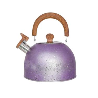 Imagem de Chaleira Inox com tampa bico de Apito chá café Fogão Gás Elétrico e Indução Ferve Rápido para cozinha，Ideal para Cafézinho Diário no Brasil(Lilas)