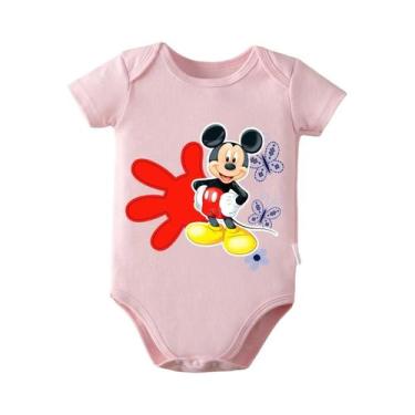 Imagem de Macacão De Bebê Mickey Mouse 100% Algodão Para Recém-Nascidos De 0 a 1