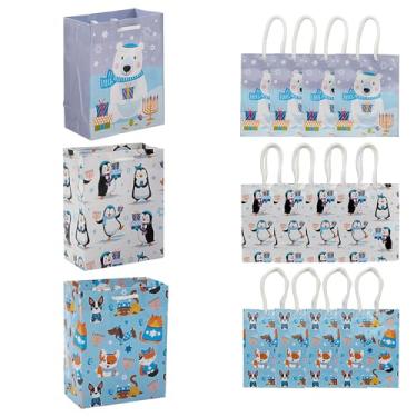Imagem de Sacos de presente de papel de animais de Hanukkah pequenos, 12 x 13 cm