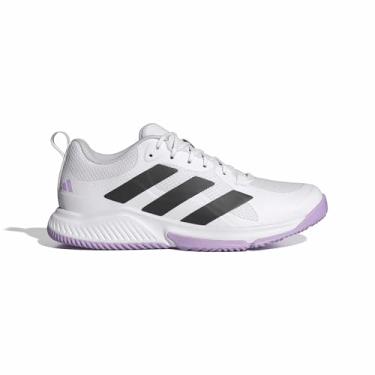 Imagem de adidas Tênis feminino Court Team Bounce 2.0 para uso interno, Branco/preto/ameixa em pó, 35