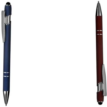 Imagem de Caneta esferográfica em metal com ponta touch escrita em azul Design moderno para anotações (Azul e Vermelho 2)