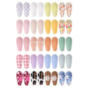 Imagem de RANDOM MIX 30 peças mini grampos de cabelo com estampa floral de 3,6 cm envolto antiderrapante, pequenos grampos de cabelo, presilhas de cabelo, acessórios para mulheres jovens
