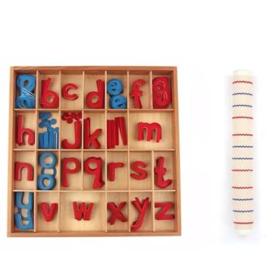 Imagem de ZQsmgs Caixa de letras móveis Montessori com tapete, Brinquedos de Madeira para Aprendizagem de Ortografia e Língua no Pré-Escolar