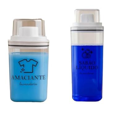 Imagem de Dispenser Organizador Lavanderia 2,3 litros ou 1,5 Litros Acrílico - Amaciante, Sabão em Pó e Liquido, Tira Manchas(P+G Amaciante/Sabão Líquido)