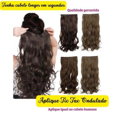 Imagem de Cabelo Aplique Tic Tac Fibra Organica Ondulado Human Hair Várias Cores