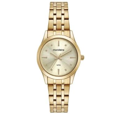 Imagem de Kit Relógio Mondaine Dourado com Colar e Brincos 32611LPMKDE1K1-Feminino