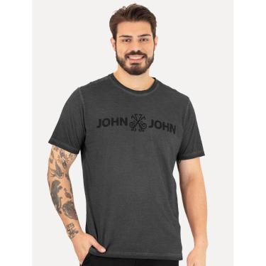 Imagem de Camiseta John John Masculina JJ Basic Logo Stone Cinza Escuro-Masculino