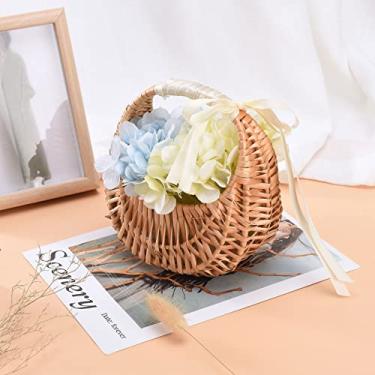 Imagem de LiebeWH Cesta de Salgueiro, Material Ecológico, Cesta de Vime Versátil para Casamentos, Decoração de Casa, Piqueniques e Atividades Ao Ar Livre