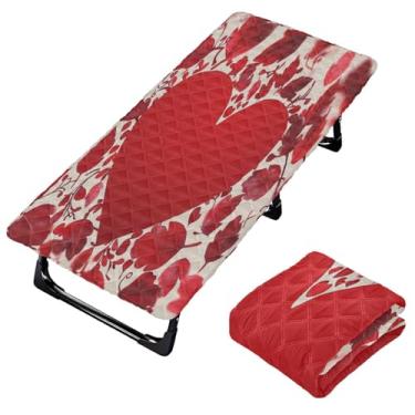 Imagem de Burbuja Lençol de berço de coração vermelho para crianças, lençol portátil acolchoado com elástico para meninas e meninos, lavável na máquina, 63,5 x 127 cm