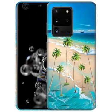 Imagem de GlamCase Capa para Samsung Galaxy A55 5G, Samsung A55 - Design bonito de palmeiras de praia impresso fino e elegante plástico rígido encaixável capa protetora para celular traseira para Samsung A55