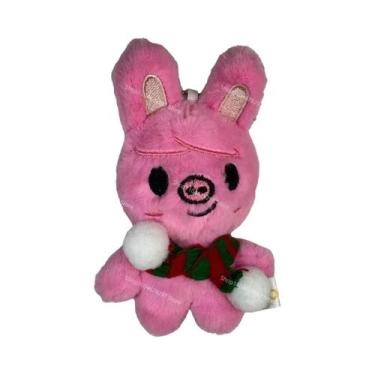 Imagem de Cachecol Listrado Vermelho E Verde Com Chaveiro De Bola Branca Fofa SK