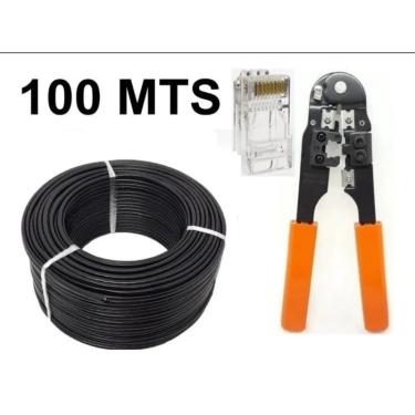Imagem de Kit Internet Rede 100 Mts+alicate+100 Plugs Rj45 Preto