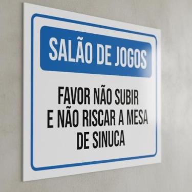 Imagem de Placa Acm Salão Jogos Não Subir Riscar Mesa Sinuca 18X23 - Sinalizo