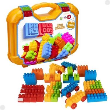 Imagem de Kit Maleta Blocos De Montar 72 Peças Educativo E Didático 01258 - Paki