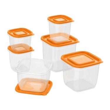 Imagem de Conjunto de Potes de Plástico Laranja Continental - 6 Unidades, Laranj