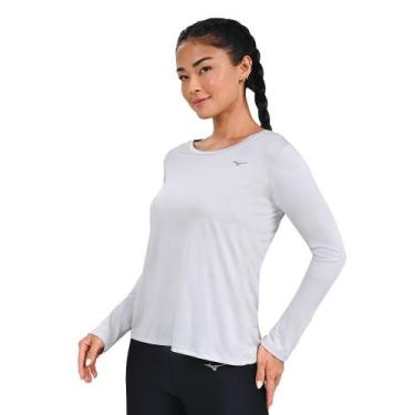 Imagem de Camiseta Manga Longa de Corrida Feminina Mizuno Nirvana, Cinza, GG