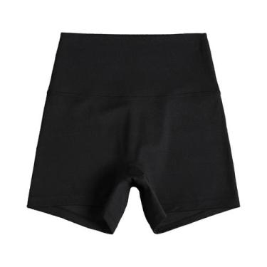 Imagem de Shorts de Yoga Fitness Cintura Alta - Cor Sólida - Leggings para Trein