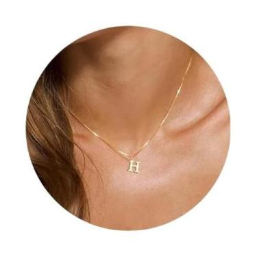 Imagem de Colar Feminino Banhado a Ouro Em Aço Inoxidável Com Pingente De Letra 