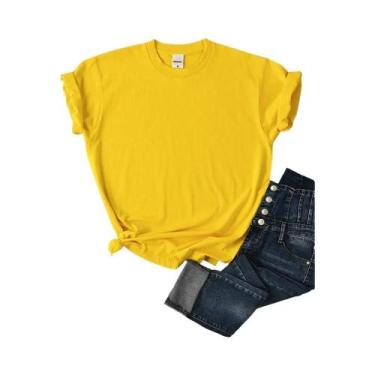 Imagem de Camiseta Solta Feminina Verão - Confortável, Cor Sólida, Estilo Hip Ho