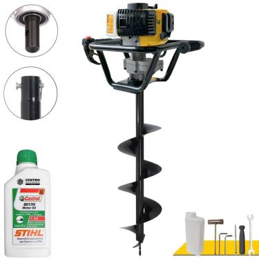 Imagem de Perfurador de Solo PSL517 à Gasolina 51,7CC 1,8HP com Broca 80x20CM e Óleo 2T Amarelo L...