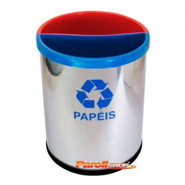 Imagem de Lixeira Mix2i 25L em Aço Inox Polido com 2 Divisões para Coleta Seletiva de Papel e Plá...