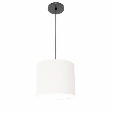 Imagem de Luminária Pendente Free Lux Md-4106 para Teto com Cúpula em Tecido Branca Canopla Preta...