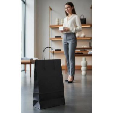 Imagem de 50 Sacolas Kraft Pretas M: Elegância e Sustentabilidade - Congratulati